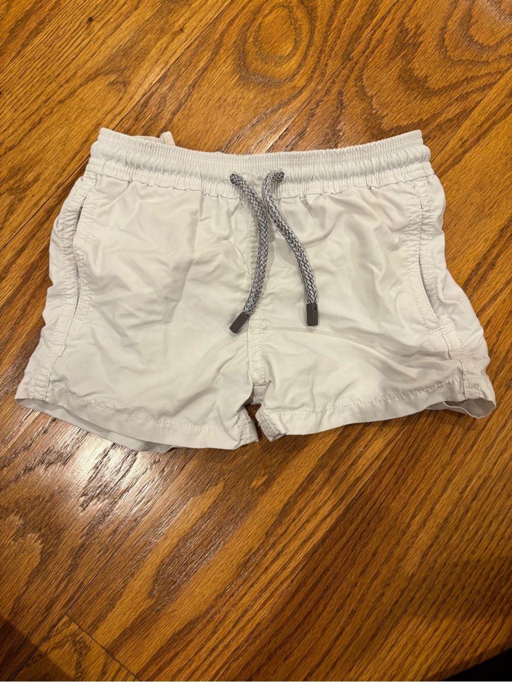 Vilebrequin Kids Swim Trunks in Light Cream with Gray Drawstring